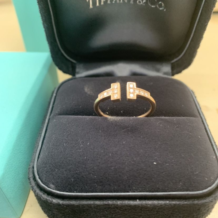 Tiffany 18K Rose Gold T Wire Diamond Ring (Size 5.5)