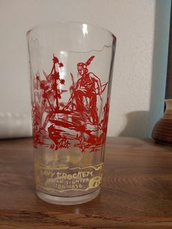 Please make an offer 1950 Davy Crockett Indian Fighter Jar TumblerVintage 5 1/2" Tall Davy Crockett Indian Fighter Glass or Peanut Butter Jar Tumbler
