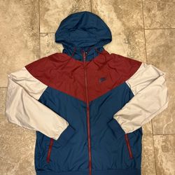 Nike Windrunner Jacket Mens Blue Red White Hooded 727324-475 Windbreaker Sz XL