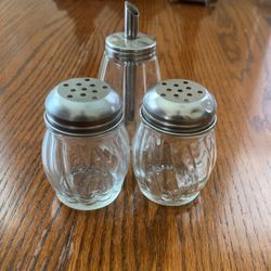 Salt pepper and sugar shakers