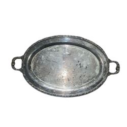 Antique FB Rogers Oval Silver Butler Serving Tray w/Handles 23”x14” platter