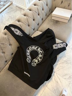 Chrome Hearts Horseshoe Floral Cross Sleeve Embroidered Hood Zip Up Hoodie