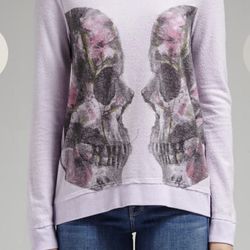 NWT Chaser Women's Purple Lavender and Black Sweatshirt Size L