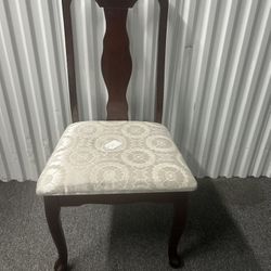 Dark Wood Collectible Chair With Cloth Seat 