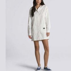 Vans Micro Ditsy Floral Shirt Dress Women Embroidered Button Up Long Sleeve Marshmallow  Jacket 