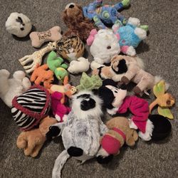 (21) Dog Toys (Half Are New, Some Squeak Or Crinkle)