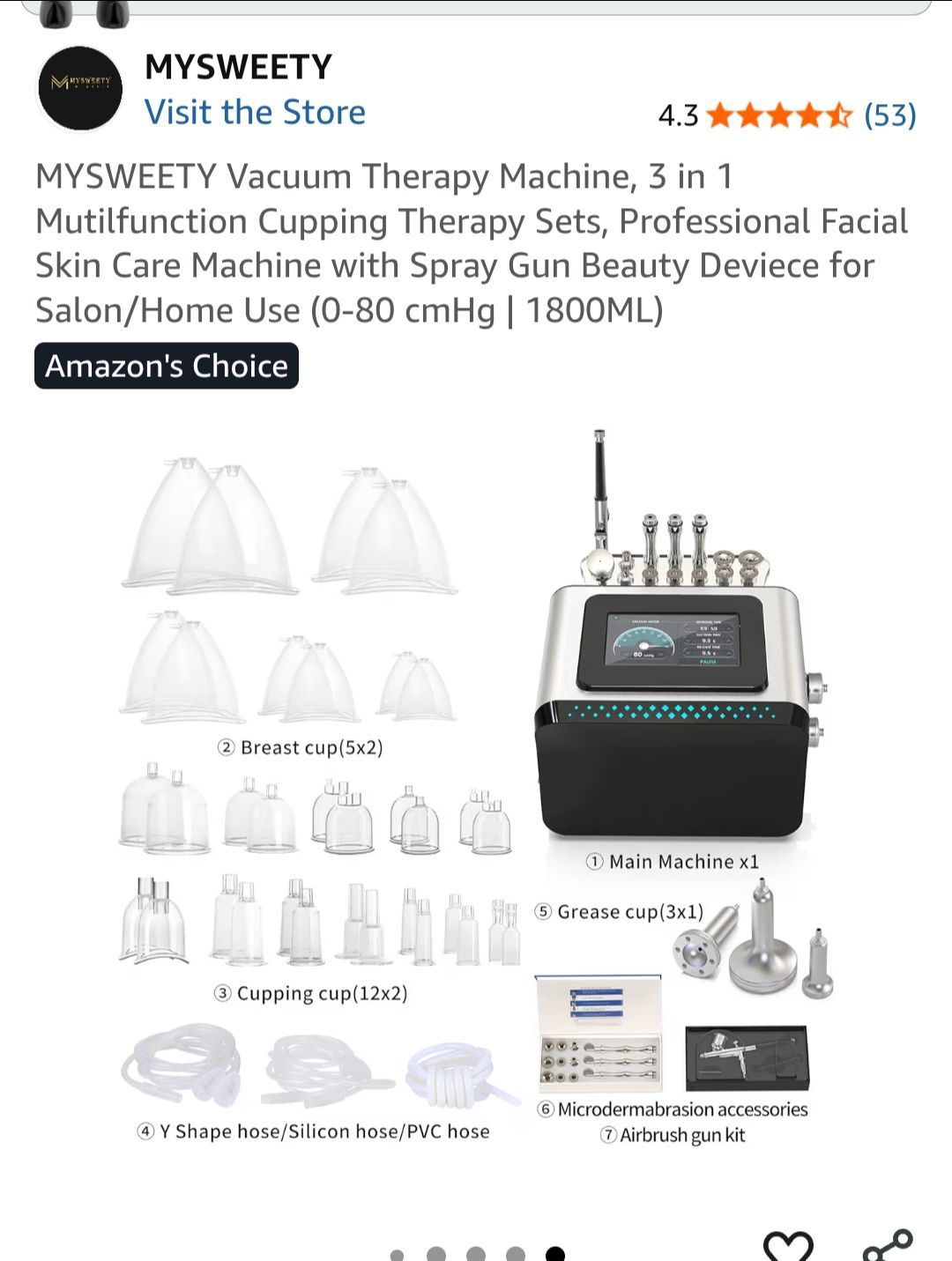 MYSWEETY Vacuum Therapy Machine, 3 in 1 Mutilfunction Cupping Therapy Sets