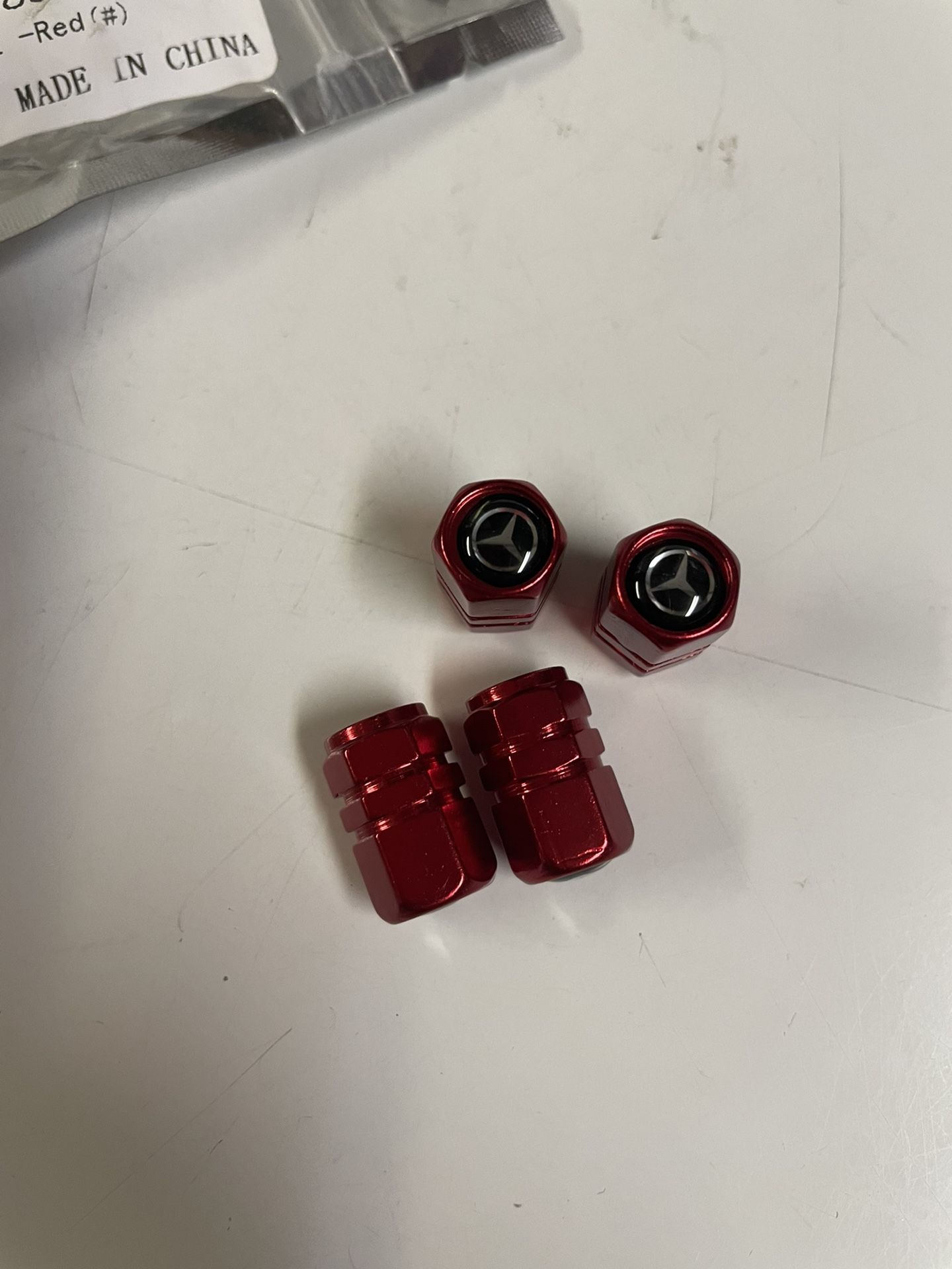 Red Mercedes Valve Stem Caps