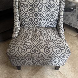 Grey damask accent chair