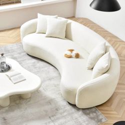 Modern Curved White Comfy Sofa