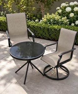 New Assembled Outdoor Dining Chairs Set 3 Pieces with High Back and coffee table