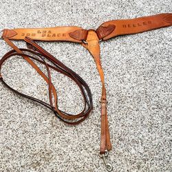 77in Leather Reins & Leather Rodeo Breastplate 