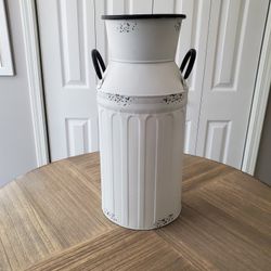White Metal Jug Farmhouse Decor