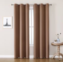 ChrisDowa Grommet Room Darkening Curtains For Bedroom And Living Room - 2 Panels Set Thermal Insulated Blackout Curtains (Cappuccino, 42W X 84L)