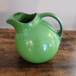 Vintage Green MCM Hall Ball Jug Pitcher Ice Lip 633