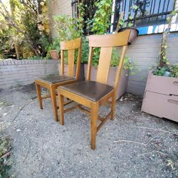 Antique Oak Dining Chairs (2)