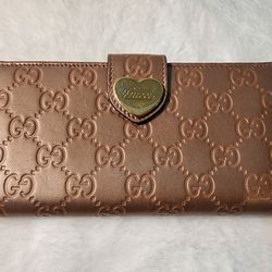 GUCCI authentic genuine leather pink long wallet