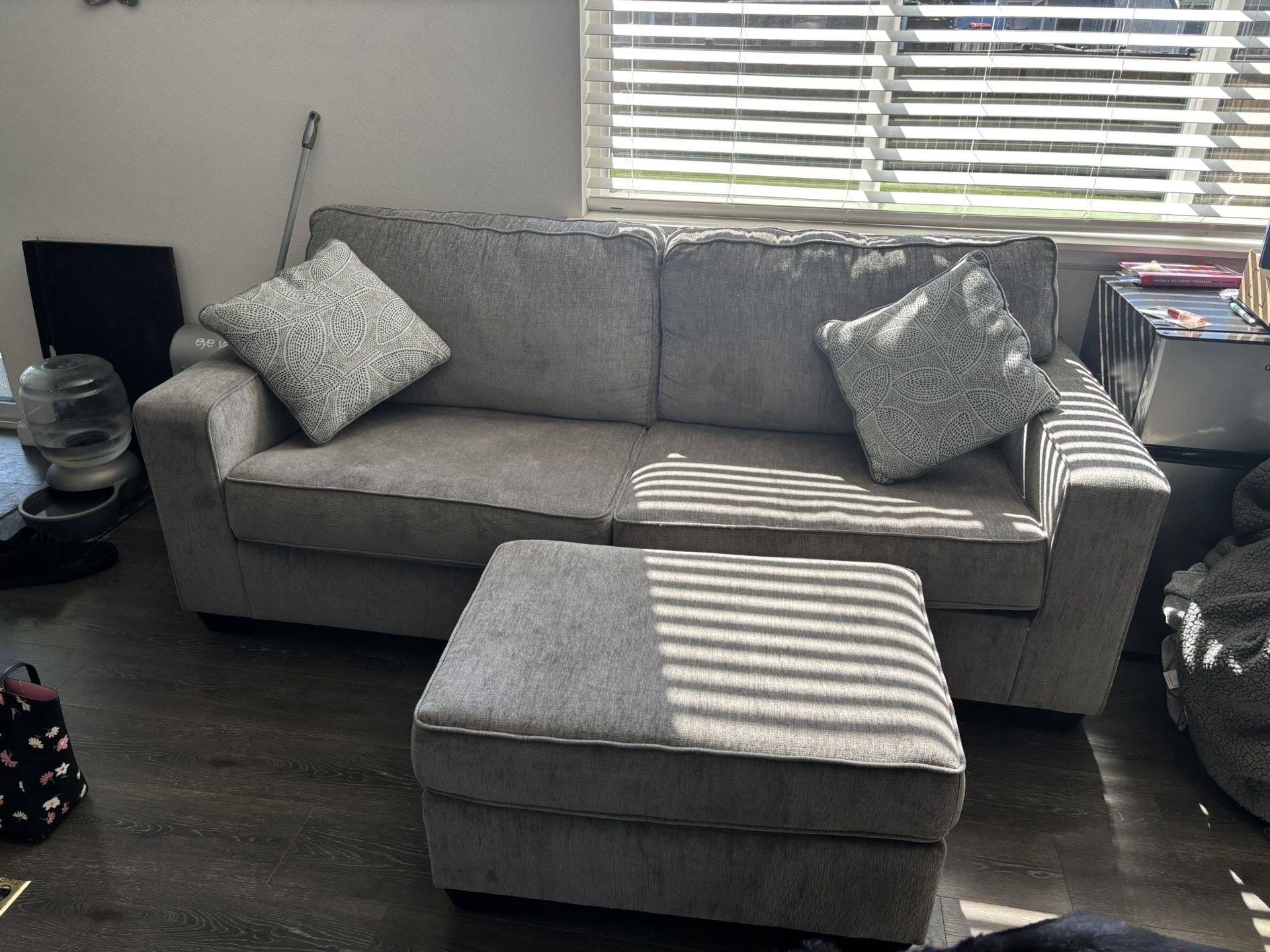 Couch, Ottoman And pillows