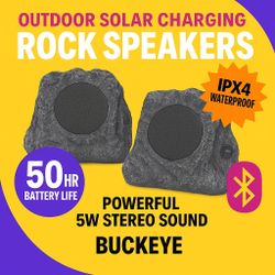 🔊 Outdoor Bluetooth Rock Speakers – Solar Powered! 🔊