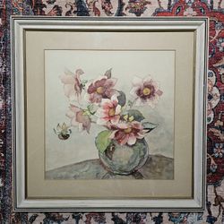 Paul Immel Original Vintage Watercolor Floral In Vase PNW Local Artist