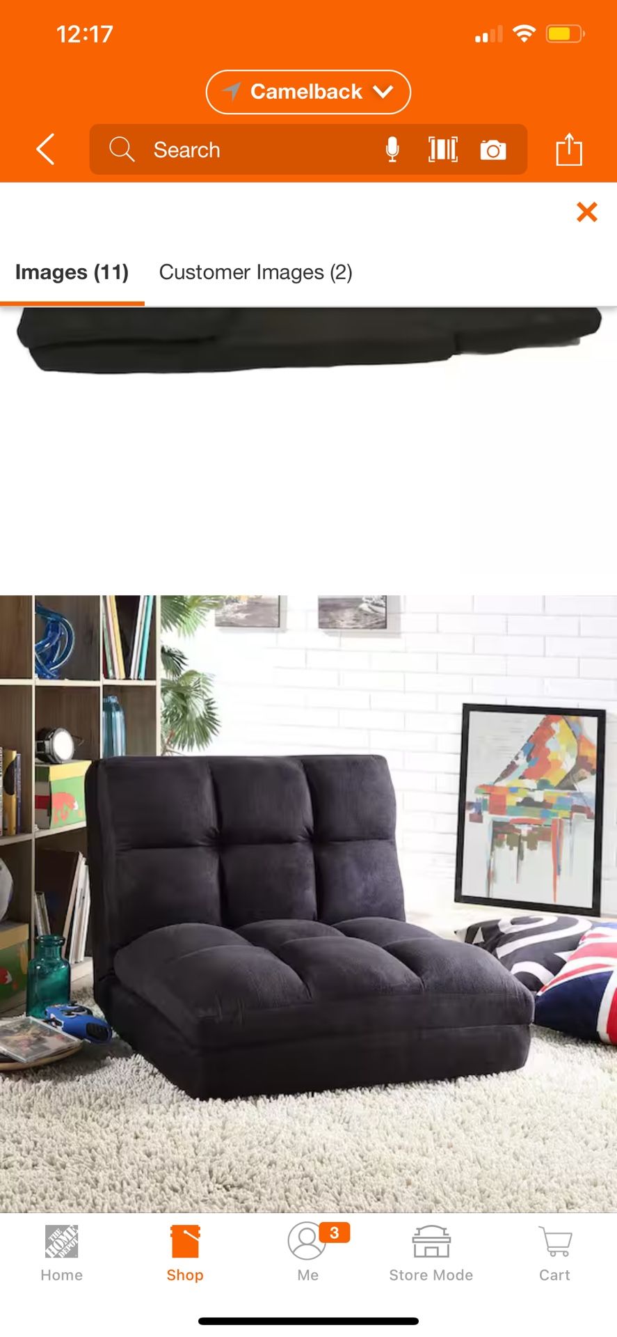 Lounge Microsuede Flip Floor Chair Convertible Lounger/Sleeper Gaming Chair