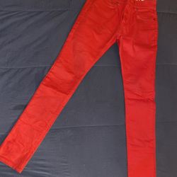 Red Leather Jeans 