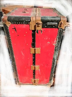 Authentic antique wardrobe trunk by Straus Trunk Co.