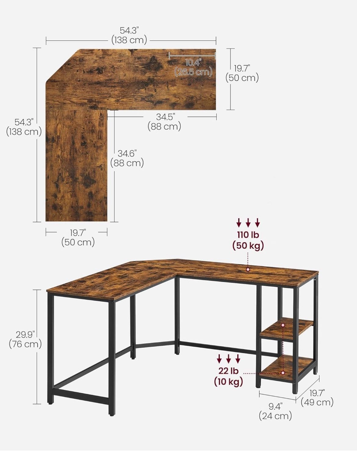 L Shape Desk With Shelves