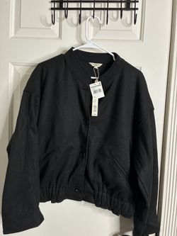 Max Studio London Black Bomber Jacket