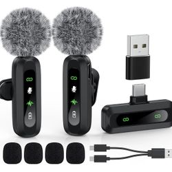USB C Lavalier Microphone Wireless Mini Mic for Type-C Android Phone/Tablet/PC Video Recording Clip-on Mics with Rotatable Clip&Denoise Recording, Ide