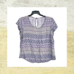 Unknown Brand Purple, Blue, White Geometric Designs Rayon Shirt w Pocket Women ~2X