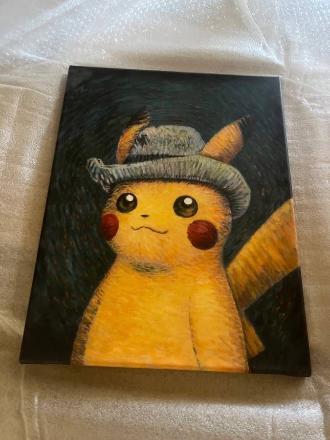 Pokémon X Van Gogh Museum Pikachu Grey Felt Canvas