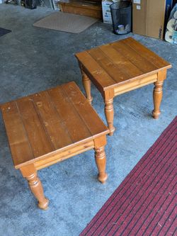 Pair of solid wood end tables