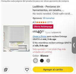 LazBlinds Cordless Blackout Vinyl Mini Blind 34.5 x 64 White Window Shade New