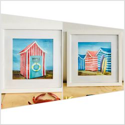 Two Glass Framed Beach Wall Art