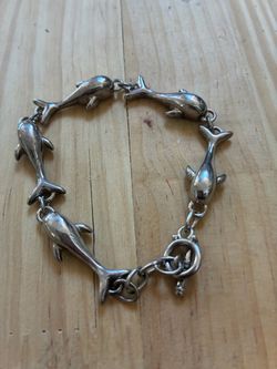 Silver Dolphin Link Bracelet