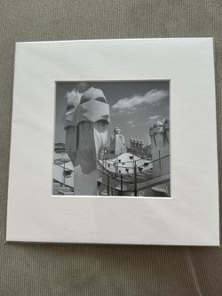 Black & White Matted Print Of La Pedrera In Barcelona