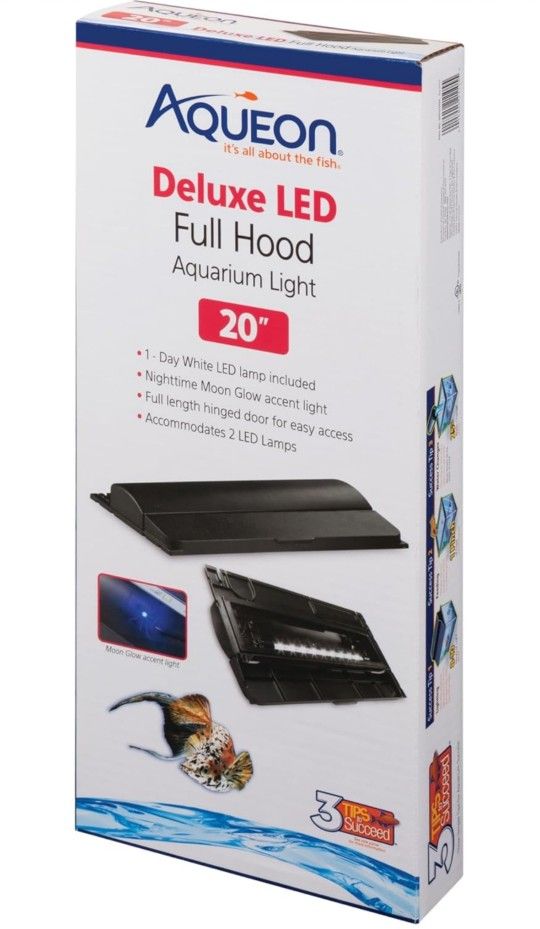 Aqueon LED Deluxe Fish Tank Aquarium Full Hood, Black, 20 Inch
