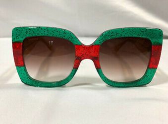 Authentic New Gucci GG0083S Green Fames Sunglasses Brown Lens