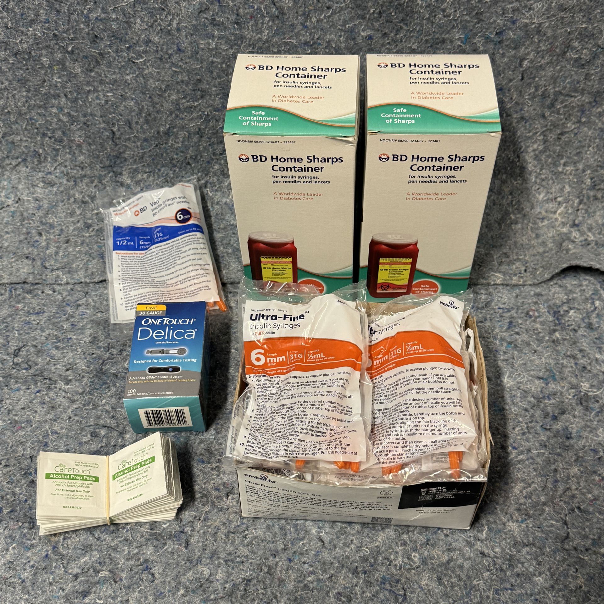 Diabetes Syringes, Lancets, Sharps Containers