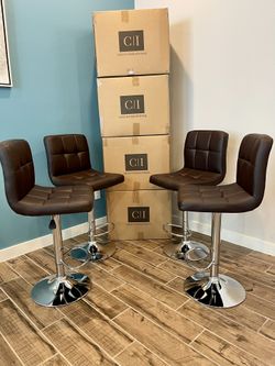 4 Brand New Brown Bar Stools 