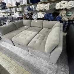 Light Fabric Sectional Couch 6-piece
