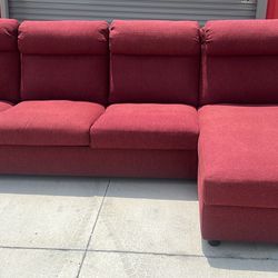 Free Delivery - Beautiful Deep Red Sectional Sofa W Storage Chase