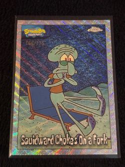 2025 TOPPS CHROME SPONGEBOB SQUIDWARD CHOKES ON A FORK 166/175 #90