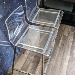 Pair Of Acrylic And Brushed Aluminum Art Deco Style Chairs