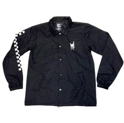 Vans Coaches Windbreaker Jacket Mens Medium Black Nylon Checkered Sleeve New