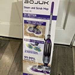 Scrub & Steam Mop with Rotating Mop Pads, LED Headlights, 6 Scrub Pads, Large Tank, Swivel Steering, Effortless Scrubbing Hard Floor Cleaner Upgraded