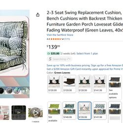 2-3 Seat Porch Swing Replacement Cushion