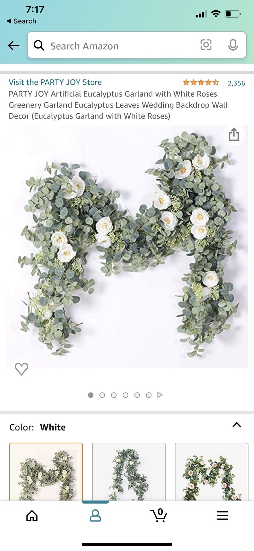 5 Pieces Artificial Eucalyptus Garland with White Roses
