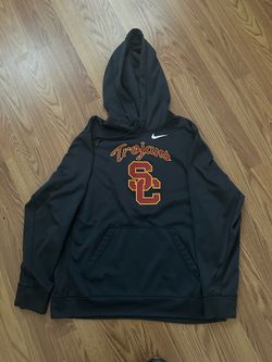 USC Trojans Nike Hoodie Men L Gray THERMA-FIT Fleece Pullover Sweatshirt